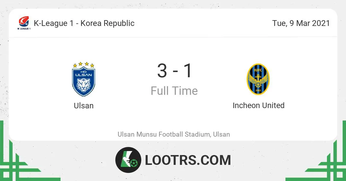Ulsan vs Incheon United FC Stats, Lineups, Events - K-League 1 2023