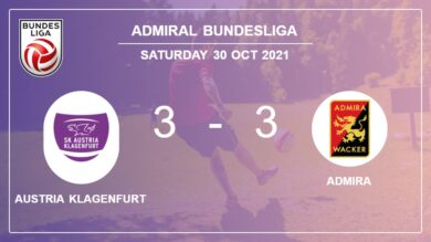 Admiral Bundesliga: Austria Klagenfurt und Admira unentschieden ein verrücktes Spiel 3:3 am Samstag