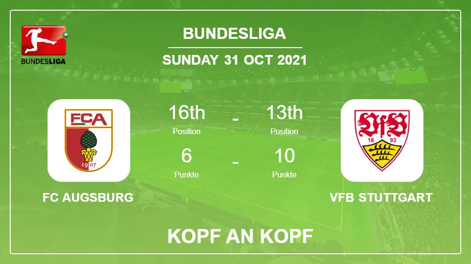 FC Augsburg vs VfB Stuttgart: Kopf an Kopf stats, Prediction, Statistics 31-10-2021 - Bundesliga