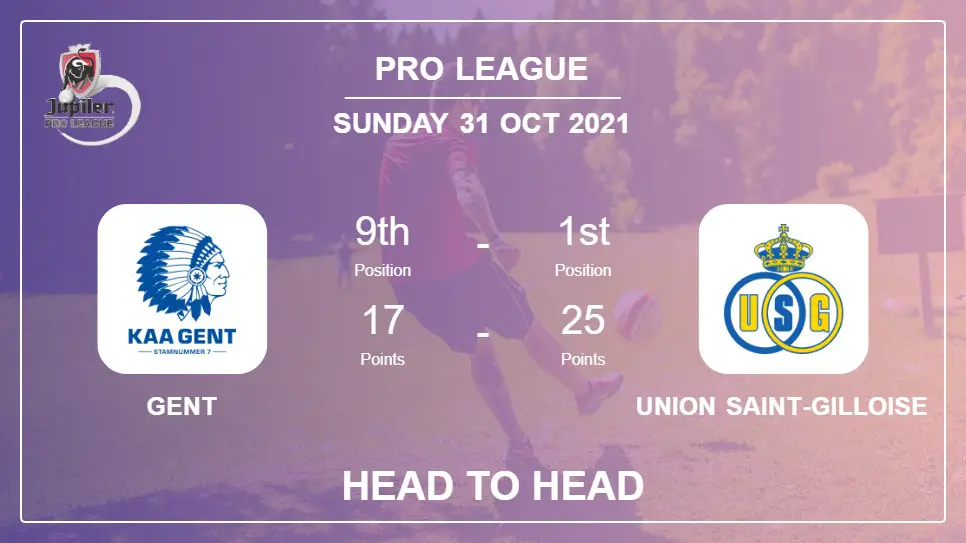 Gent vs Union Saint-Gilloise: Head to Head stats, Prediction, Statistics 31-10-2021 - Pro League