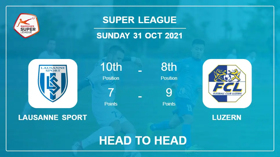 H2H stats Lausanne Sport vs Luzern: Prediction, Odds 31-10-2021 - Super League