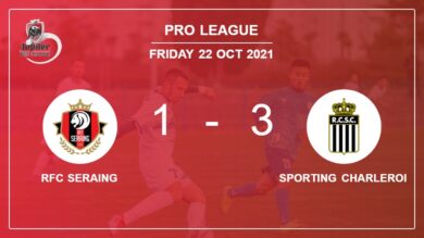 Pro League: Sporting Charleroi conquers RFC Seraing 3-1