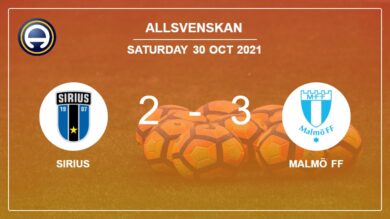 Allsvenskan: Malmö FF defeats Sirius after recovering from a 2-1 deficit