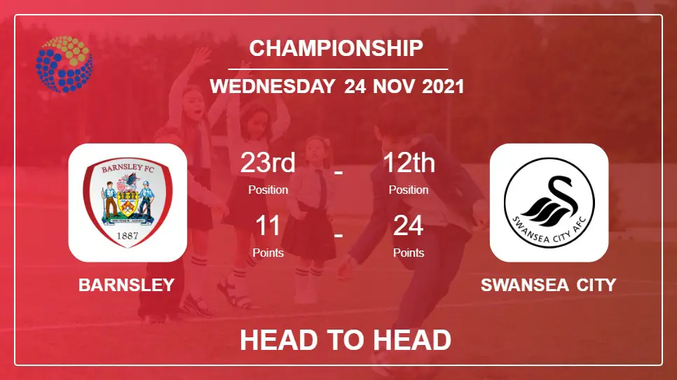 Head to Head stats Barnsley vs Swansea City: Prediction, Odds - 24-11-2021 - Championship