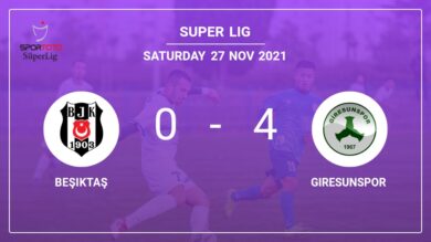 Super Lig: Giresunspor defeats Beşiktaş 4-0 after a incredible match