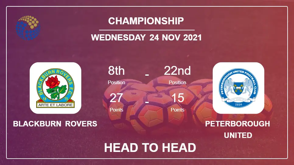 Head to Head Blackburn Rovers vs Peterborough United | Prediction, Odds - 24-11-2021 - Championship