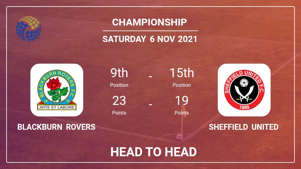 Head to Head stats Blackburn Rovers vs Sheffield United: Prediction, Odds - 06-11-2021 - Championship