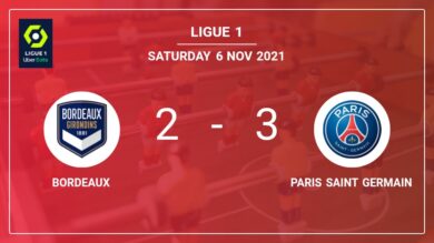 Ligue 1: Paris Saint Germain defeats Bordeaux 3-2