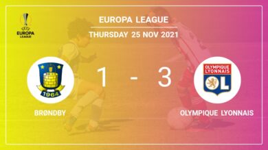 Europa League: Olympique Lyonnais defeats Brøndby 3-1 after recovering from a 0-1 deficit