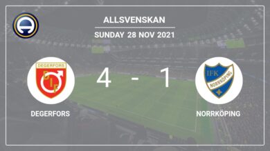 Allsvenskan: Degerfors demolishes Norrköping 4-1 playing a great match
