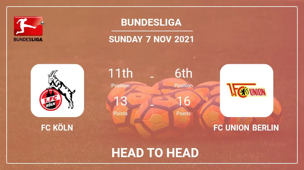 FC Köln vs FC Union Berlin: Head to Head stats, Prediction, Statistics - 07-11-2021 - Bundesliga