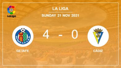 LaLiga: el Getafe destroza 4-0 al Cádiz con un partido soberbio