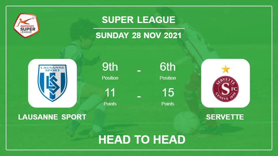 Head to Head stats Lausanne Sport vs Servette: Prediction, Odds - 28-11-2021 - Super League