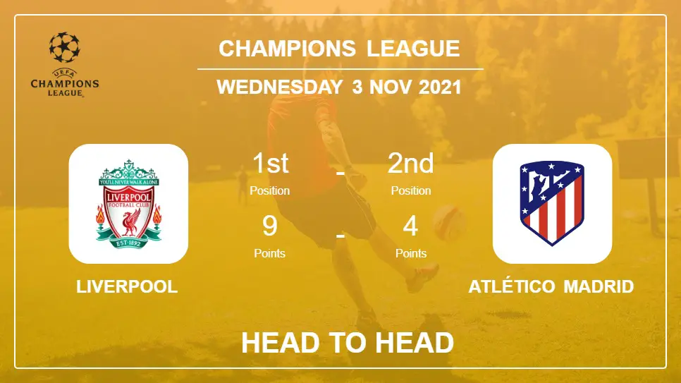 Head to Head Liverpool vs Atlético Madrid | Prediction, Odds - 03-11-2021 - Champions League