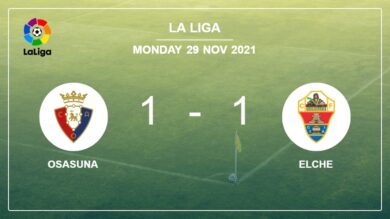 Osasuna 1-1 Elche: Empate el lunes
