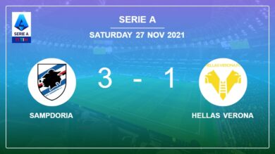 Serie A: la Sampdoria batte 3-1 l’Hellas Verona dopo aver recuperato dallo 0-1 in svantaggio
