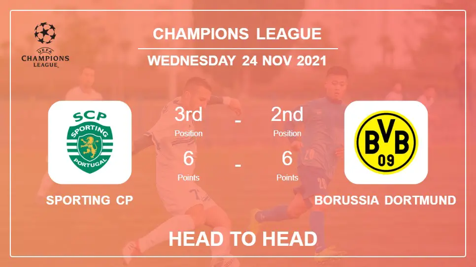 Head to Head Sporting CP vs Borussia Dortmund | Prediction, Odds - 24-11-2021 - Champions League