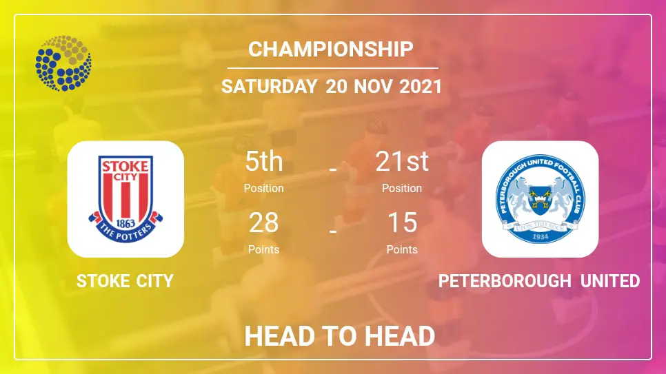 Head to Head Stoke City vs Peterborough United | Prediction, Odds - 20-11-2021 - Championship