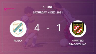 1. HNL: Rijeka liquidates Hrvatski Dragovoljac 4-1 with a great performance