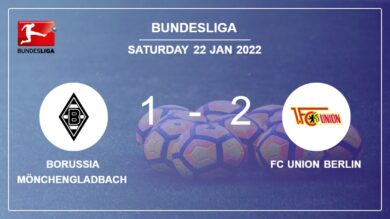 FC Union Berlin tops Borussia Mönchengladbach 2-1 with M. Kruse scoring 2 goals