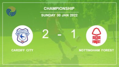 Championship: Cardiff City grabs a 2-1 win against Nottingham Forest 2-1