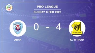 Pro League: Al Ittihad defeats Abha 4-0 after a incredible match