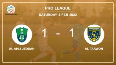 Al Taawon 1-1 Al Ahli Jeddah: Draw on Saturday