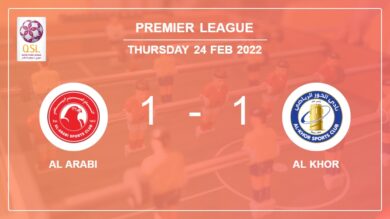 Al Arabi 1-1 Al Khor: Draw on Thursday