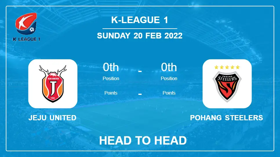 Head to Head stats Jeju United vs Pohang Steelers: Prediction, Odds - 20-02-2022 - K-League 1