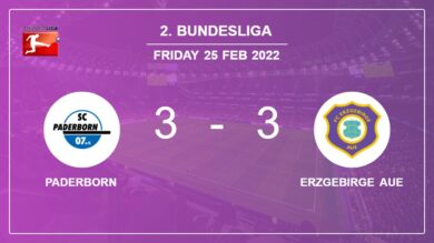 2. Bundesliga: Paderborn and Erzgebirge Aue draw a hectic match 3-3 on Friday