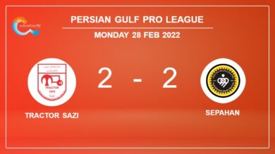 Persian Gulf Pro League: Tractor Sazi and Sepahan draw 2-2 on Monday