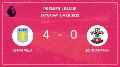 Premier League: Aston Villa annihilates Southampton 4-0 after playing a fantastic match