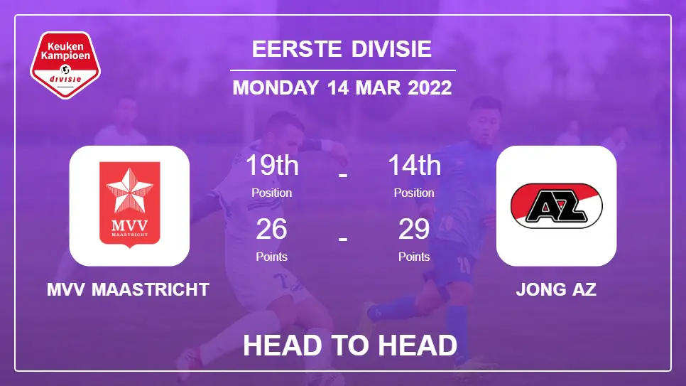 Head to Head stats MVV Maastricht vs Jong AZ: Prediction, Odds - 14-03-2022 - Eerste Divisie