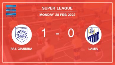 PAS Giannina 1-0 Lamia: prevails over 1-0 with a goal scored by M. Peersman