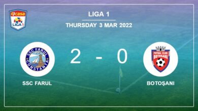 Liga 1: SSC Farul conquers Botoşani 2-0 on Thursday