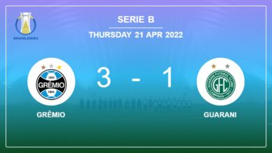 Serie B: Grêmio demolishes Guarani 3-1 with 3 goals from D. Souza