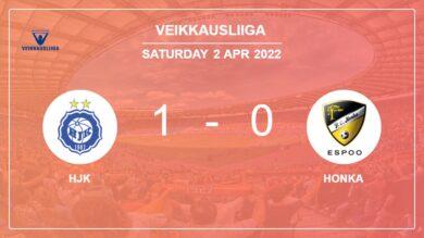 HJK 1-0 Honka: beats 1-0 with a goal scored by C. Terho