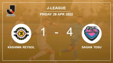 J-League: Sagan Tosu tops Kashiwa Reysol 4-1