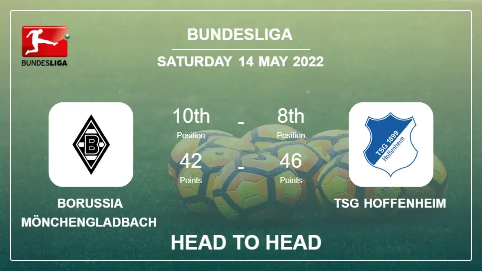 Head to Head stats Borussia Mönchengladbach vs TSG Hoffenheim: Prediction, Odds - 14-05-2022 - Bundesliga