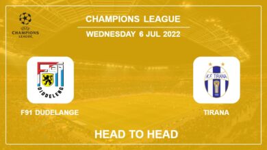 Head to Head stats F91 Dudelange vs Tirana: Prediction, Odds – 06-07-2022 – Champions League