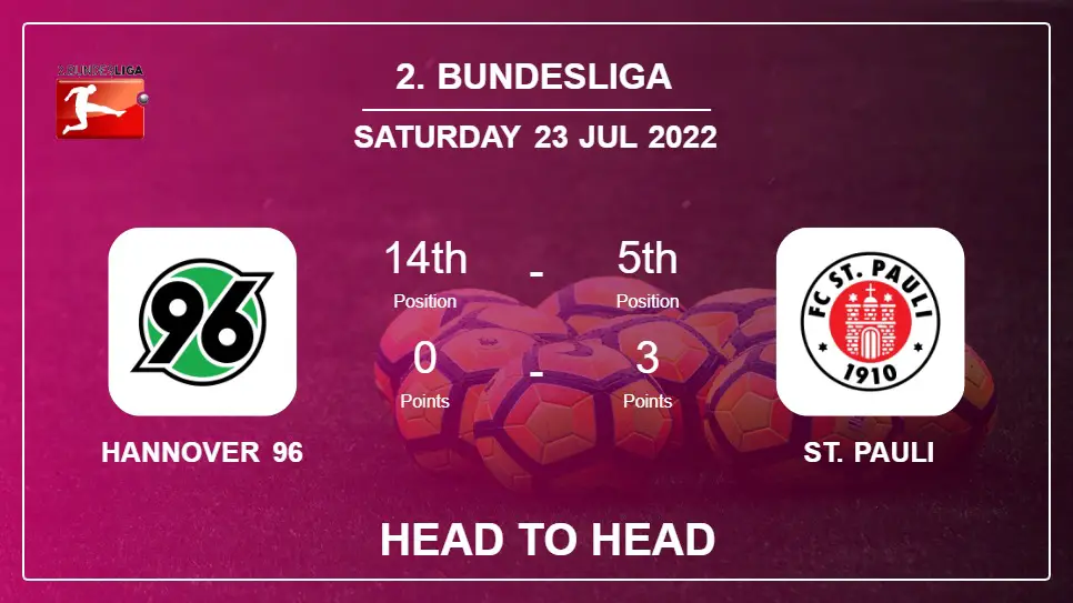 Hannover 96 vs St. Pauli: Head to Head stats, Prediction, Statistics - 23-07-2022 - 2. Bundesliga