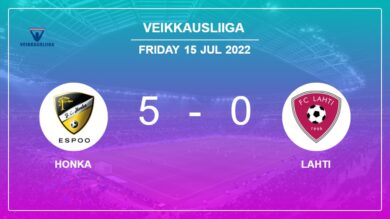 Veikkausliiga: Honka annihilates Lahti 5-0 playing a great match