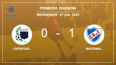 Nacional 1-0 Liverpool: conquers 1-0 with a goal scored by Y. Rodriguez