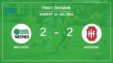 First Division: Næstved and Hvidovre draw 2-2 on Sunday