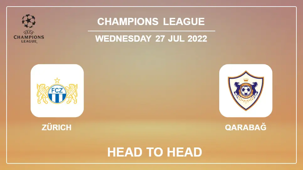 Head to Head stats Zürich vs Qarabağ: Prediction, Odds - 27-07-2022 - Champions League
