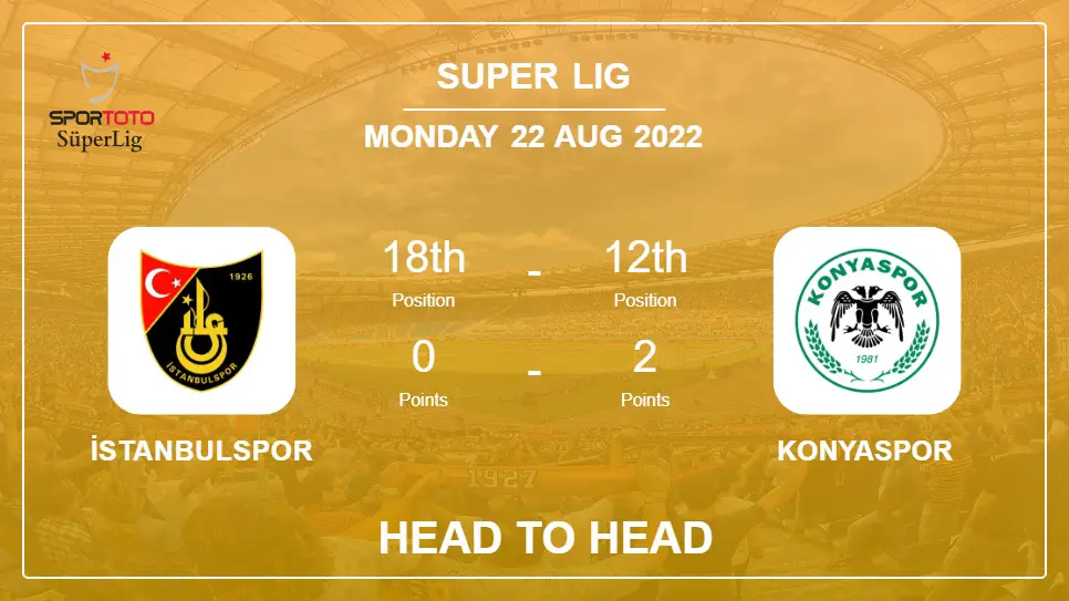 Head to Head İstanbulspor vs Konyaspor | Prediction, Odds - 22-08-2022 - Super Lig