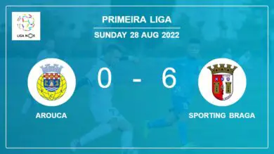 Primeira Liga: Sporting Braga tops Arouca 6-0 after a incredible match