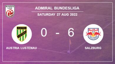 Admiral Bundesliga: Salzburg defeats Austria Lustenau 6-0 after a incredible match