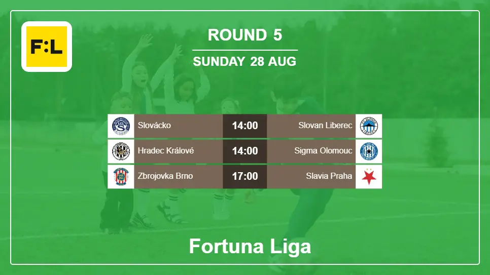 Czech Republic Fortuna Liga 2022-2023 Round-5 2022-08-28 matches
