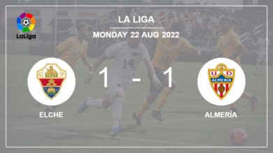 Elche 1-1 Almería: Draw on Monday